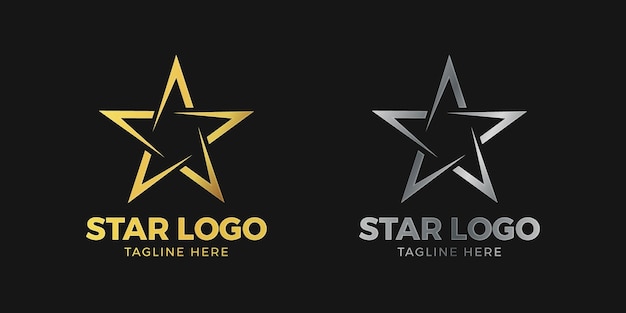 Vector star logo in gold and silver colors