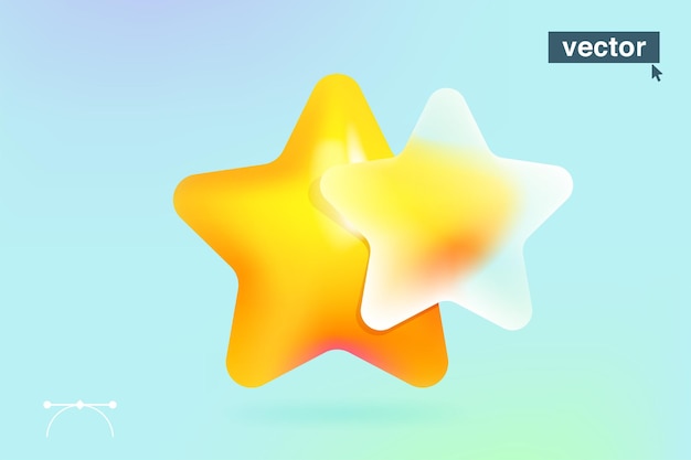 Star-logo in glassmorphism-stijl Vector 3D-prestatiepictogram