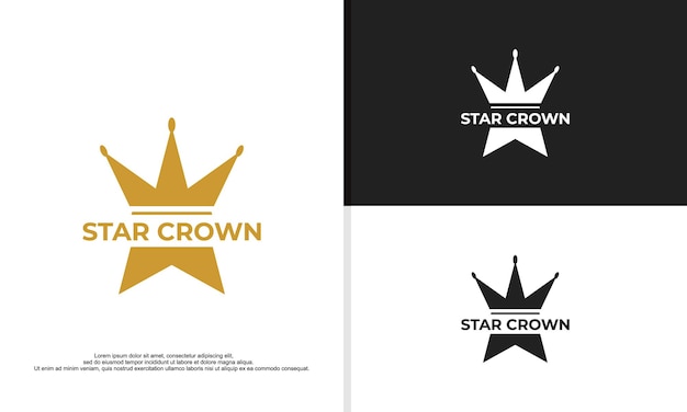 Star Logo Template vector pictogram illustratie ontwerp Modern Crown-logo in elegante stijl met zwarte achtergrond