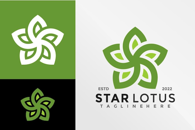 スター ロータスの花のロゴ デザイン ベクトル イラスト テンプレート