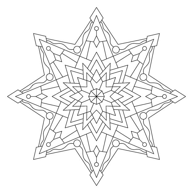 Mandala a stella per la pagina da colorare per adulti