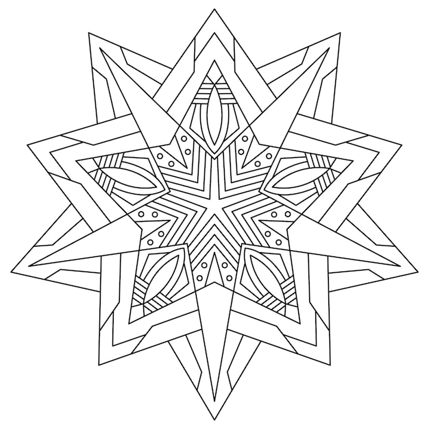 Star mandala illustration for coloring page and background