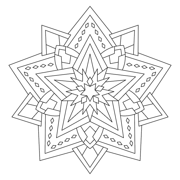 Star mandala illustration for coloring page and background