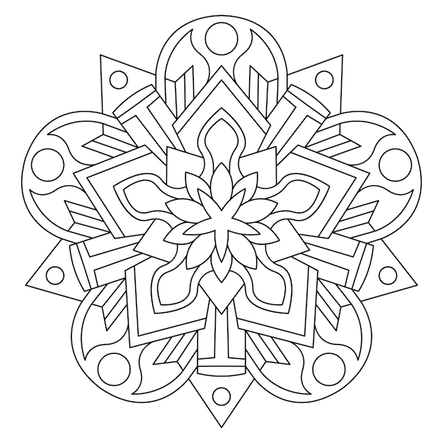 Star mandala illustration for coloring page and background