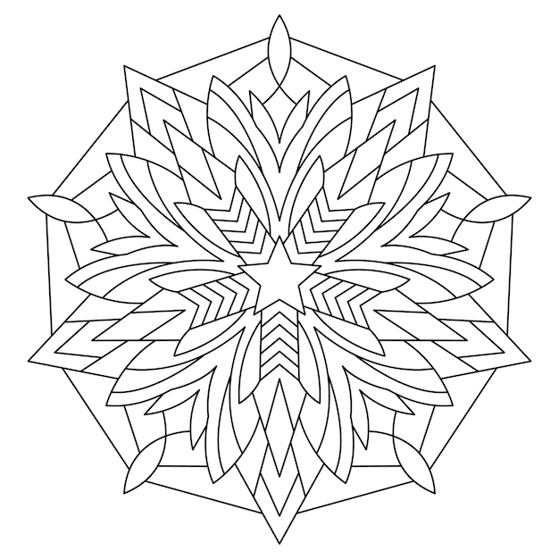 Illustrazione di mandala a stella per colorare e lo sfondo