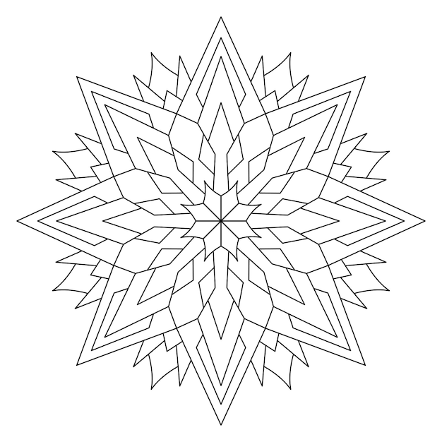 Star mandala illustration for coloring page