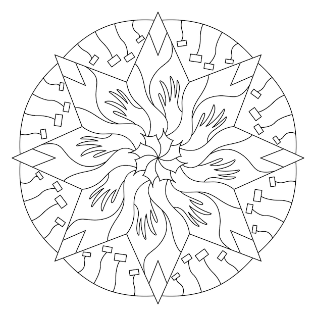 Star mandala illustration for coloring page