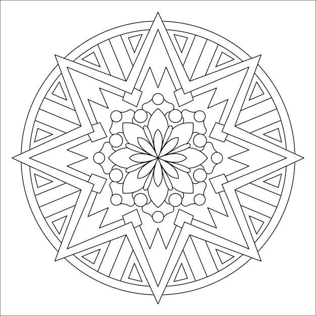 Premium Vector | Star mandala illustration for coloring page