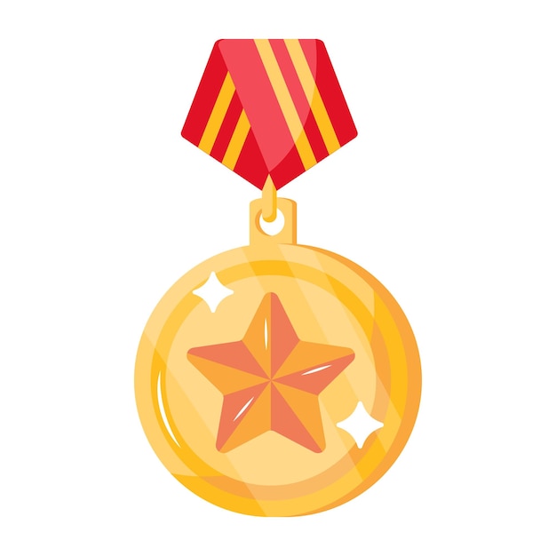 A star medal flat icon design