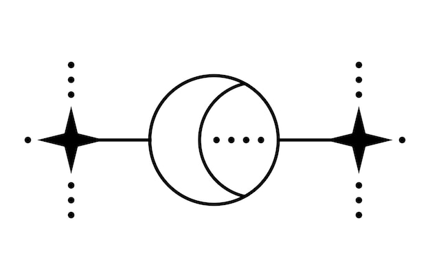 La stella e la luna nella progettazione grafica stile minimalista semplice oggetti neri isolati su sfondo bianco