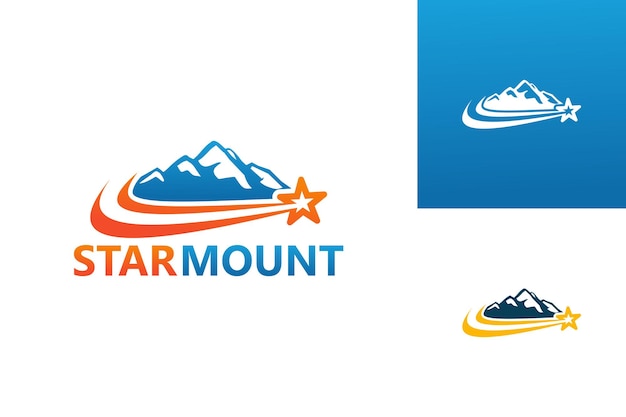 Star mountain logo template design vettoriale, emblema, concetto di design, simbolo creativo, icona