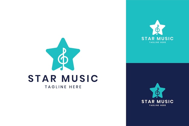 Vector star music negative space logo design