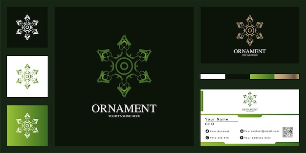 Star or ornament luxury logo template design with business card.