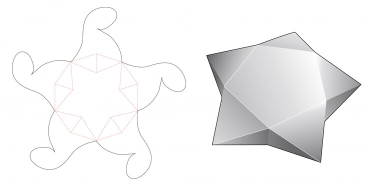 Vector star packaging die cut template
