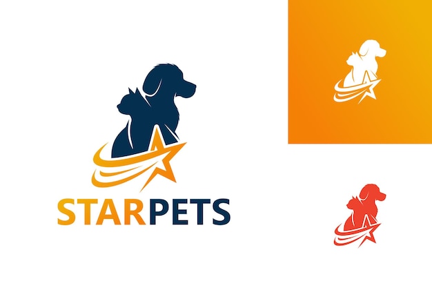 Вектор дизайна шаблона логотипа star pets, эмблема, концепция дизайна, творческий символ, значок