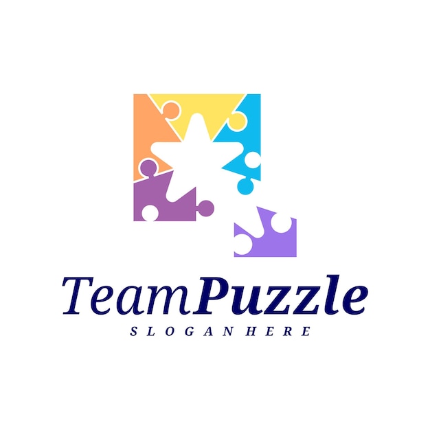 Векторный шаблон логотипа Star Puzzle. Векторная метка иллюстрации головоломки. Креативная концепция дизайна иконок.