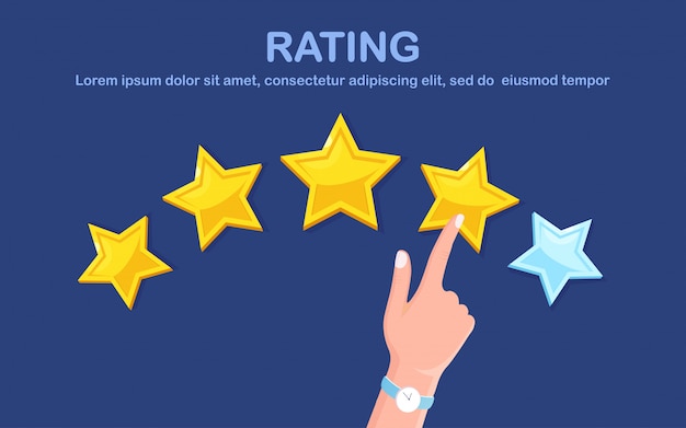 Star rating. Client feedback, customer review. Survey for marketing service. fkat design