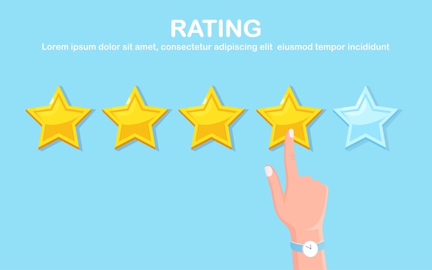 Star rating. Client feedback, customer review. Survey for marketing service.   