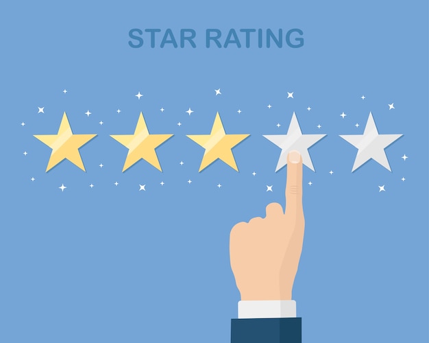 Star rating. Client feedback, customer review. Survey for marketing service