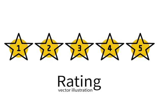 Star rating minimal design black line 5 star rate icon Feedback concept Evaluation system Positive review Vector illustration flat style Isolated on white background Quality work Web template