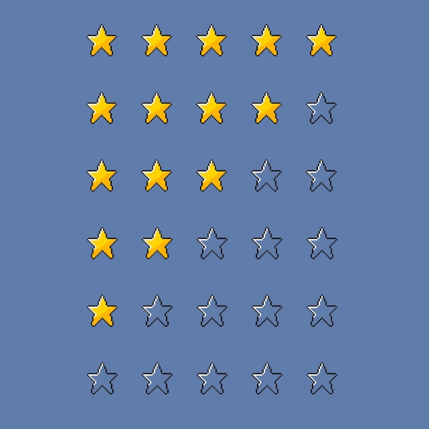 Valutazione a stelle impostata con stile pixel art