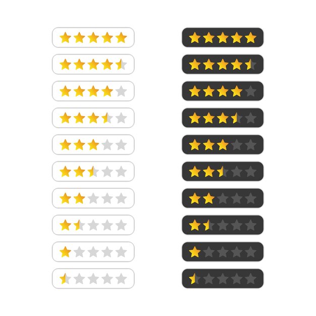 Vector star rating system design and high quality five stars rating icon