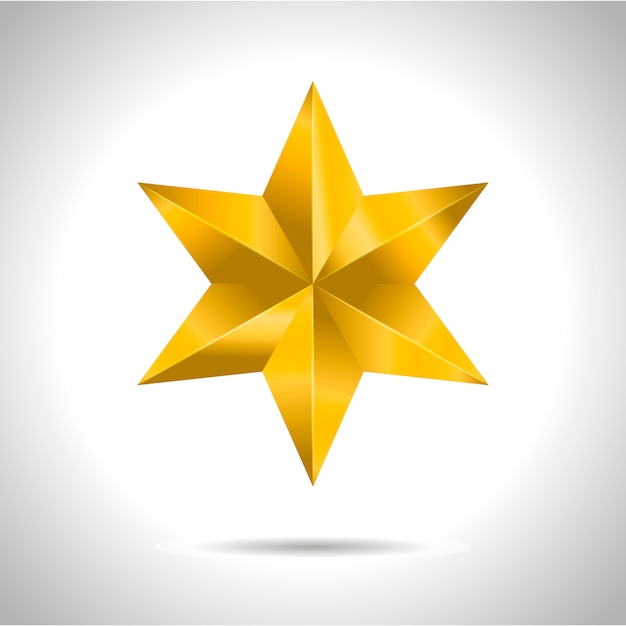 Star realistic metallic golden isolated yellow 3D Christmas