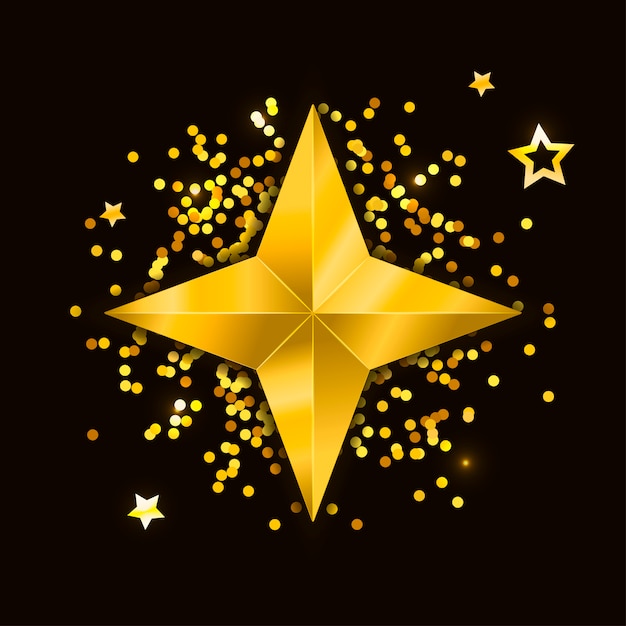 Star realistic metallic golden