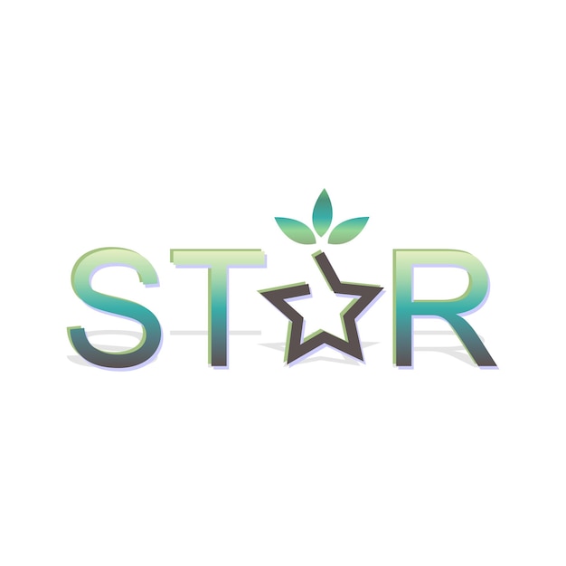 Vector star reward style and star text in green font