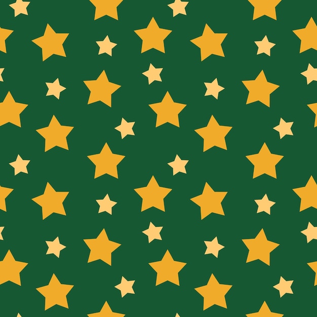 Star seamless pattern on green background for fabric wallpaper decoration and gift wrapping paper