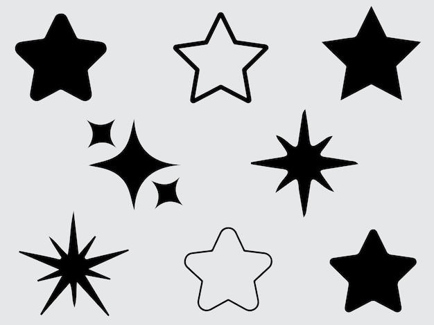 Star shape black on white background silhouette vector art illustration design