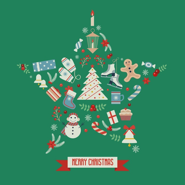 Star Shape Merry Christmas Card
