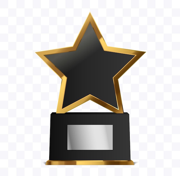 Vector star shape trophy award isolated vector illustration of gold prize on black platform