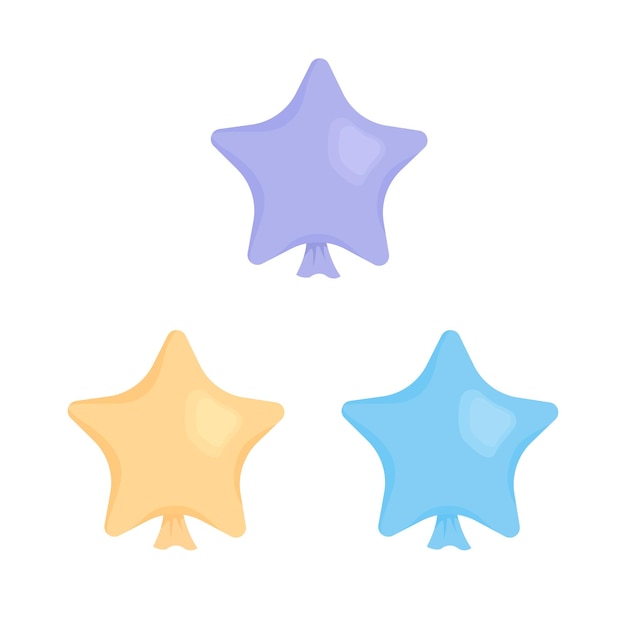 Star shaped balloons semi flat color vector object set