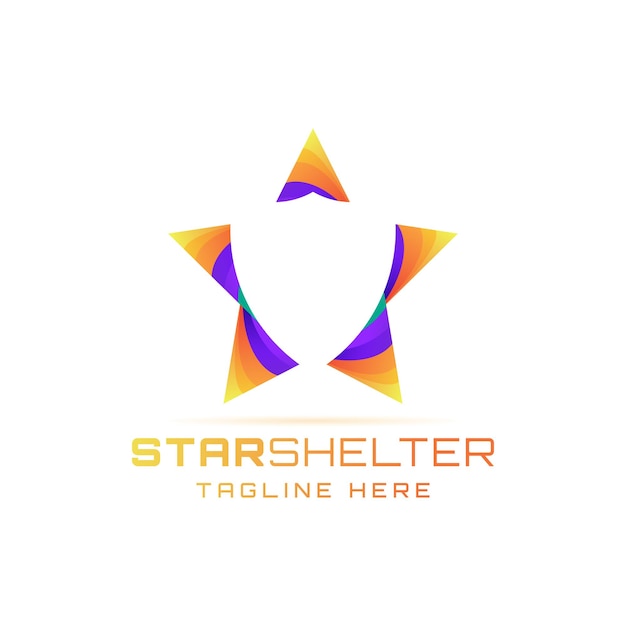 Vector star and shield logo with abstract style