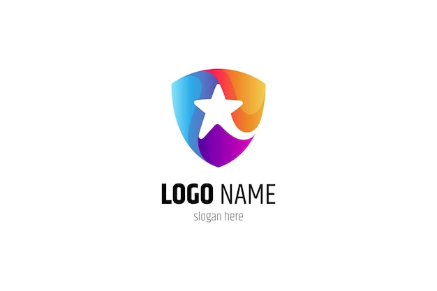 Star shield logo with colorful gradient design style