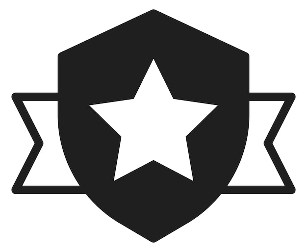 Star shield with ribbon black emblem premium symbol