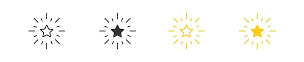 Star shine with ray set icon Black and yellow button icons Flat vector isolated illustration for web