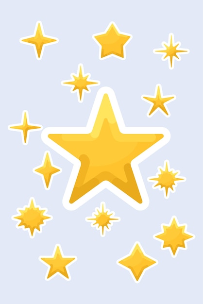 Star simple vector sticker illustrations set