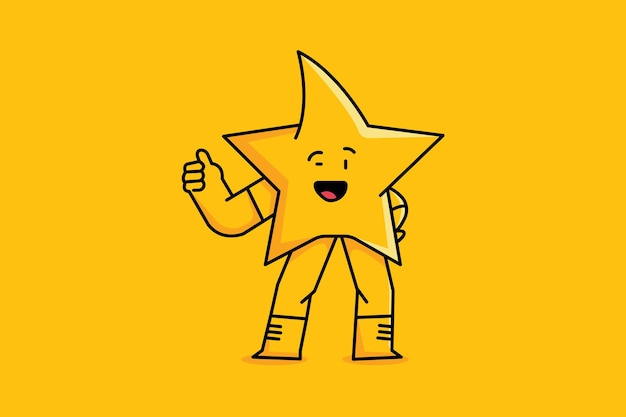 Vector star smile mascot showing thumb pose logo design yellow