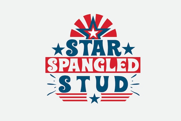 Star spangled stud-logo met sterren en strepen op een witte achtergrond