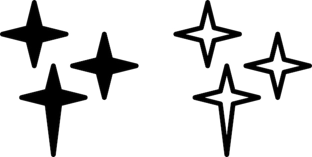 Vettore segno o simbolo dell'icona a stella scintillante in stile glifo e linea isolato su sfondo trasparente