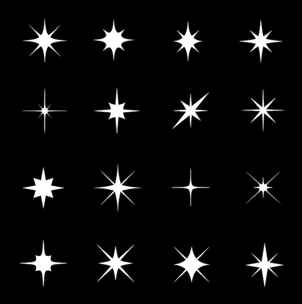 Vector star sparkle and twinkle star burst shine flashes