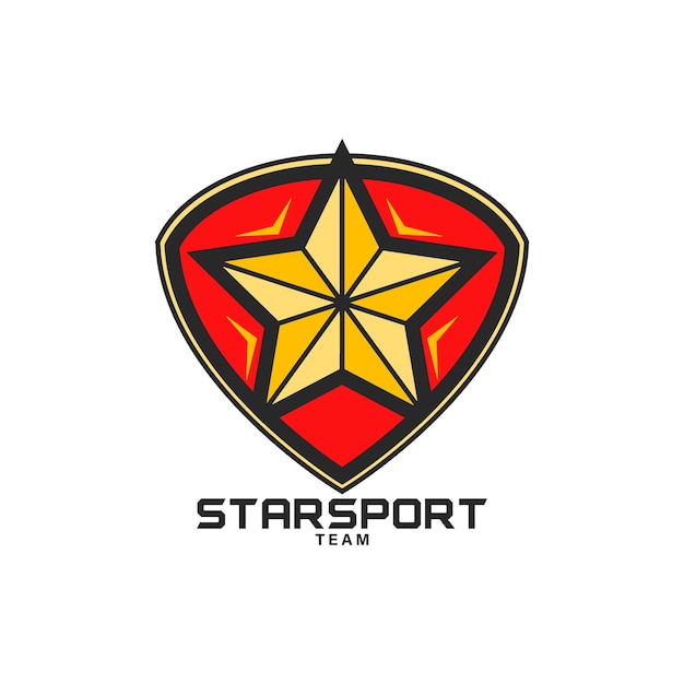 シールド付きスタースポーツチームの赤と金のロゴ