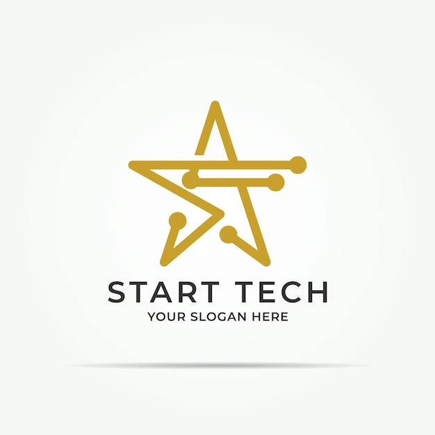 Star technology with dot circuit collection logo