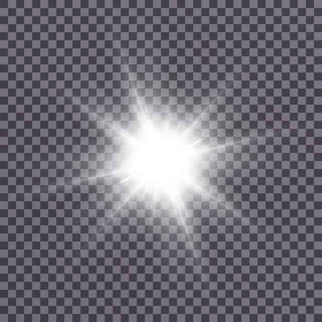 Stella su uno sfondo trasparente sole estivo luce solare png scoppio di luce png vettore