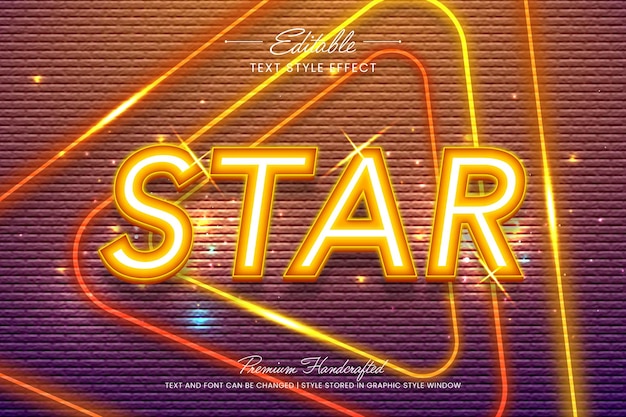 Vector star vector graphic style on brick textured background editable vector 3d text effect