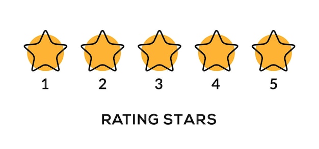 Star vector rate 5 review icon. five star rate yellow row quality gold symbol ranking.