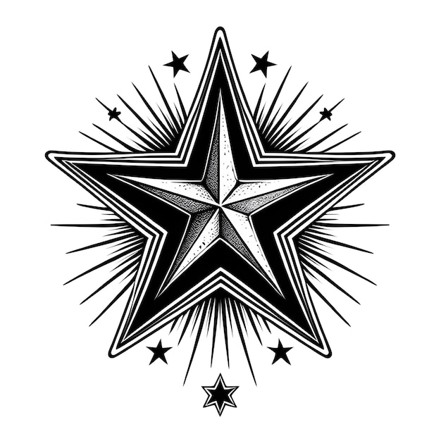 Vettore star vector tattoo stella bianca e nera silhouette vector tattoo illustrazione