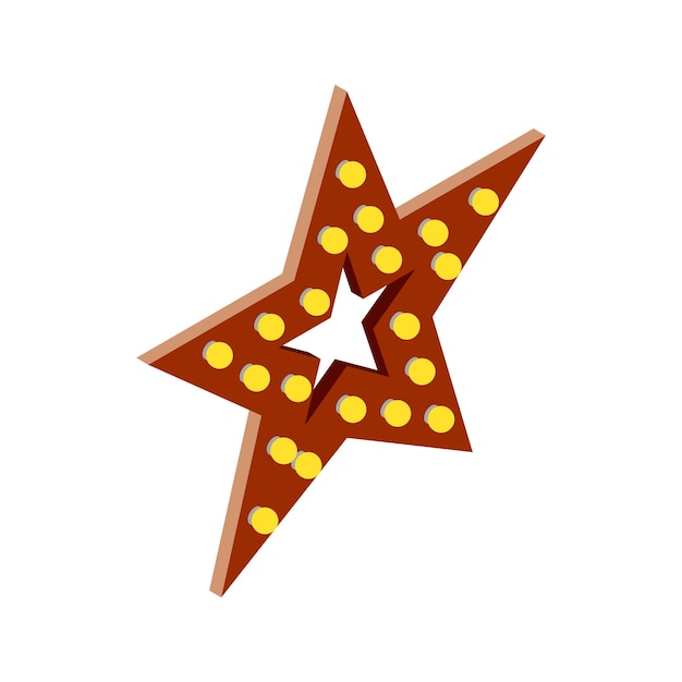 Vector star with lights icon in isometric 3d style on a white background